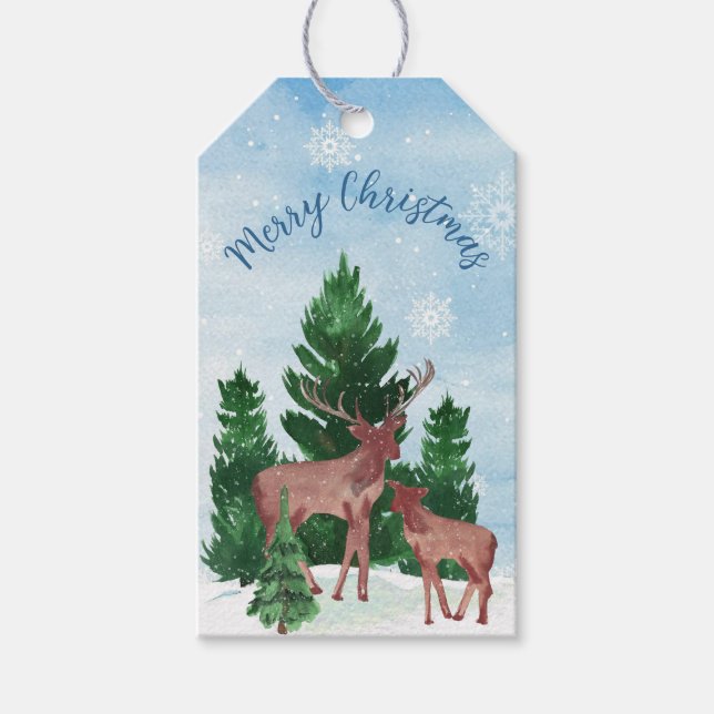 Anpassningsbar Hjort jul Presentetikett (Framsidan)