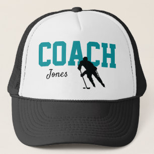 Anpassningsbar Hockey Coach Namn Shark Teal Keps