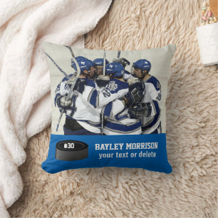 Anpassningsbar Hockey Photo Player Namn, team och Kudde
