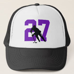 Anpassningsbar Hockey Player Number Lila Truckerke Keps