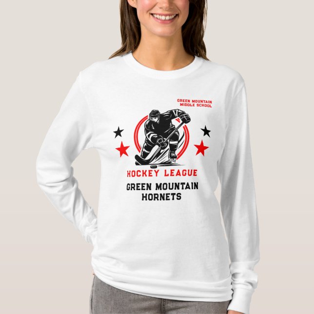 Anpassningsbar Hockey School Klubb League Namn Num T Shirt (Framsida)