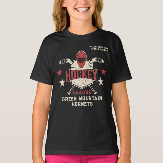 Anpassningsbar Hockey School Klubb League Namn Num T Shirt (Framsida)