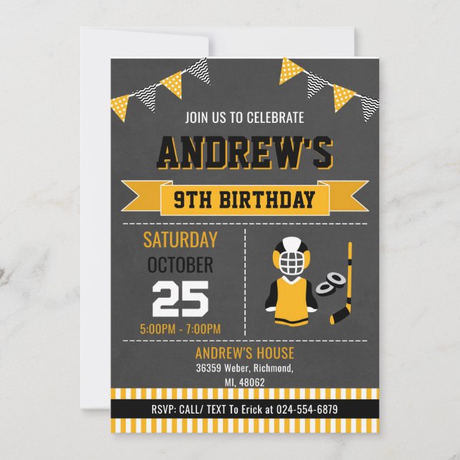 Anpassningsbar Hockey Sports Birthday-inbjudan Inbjudningar (Framsida)