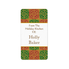 Anpassningsbar Holday Baking Red Grönt Fleur de Li Adressetikett