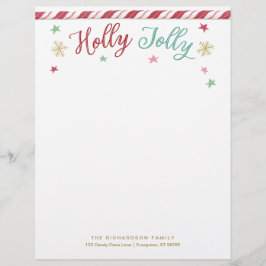 Anpassningsbar Holly Jolly Jul Letterhead Brevhuvud