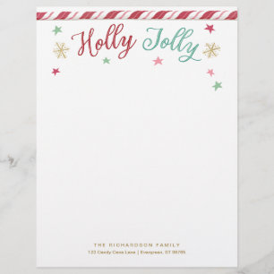 Anpassningsbar Holly Jolly Jul Letterhead Brevhuvud