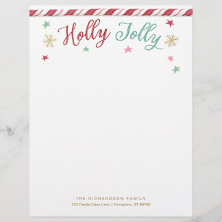 Anpassningsbar Holly Jolly Jul Letterhead Brevhuvud