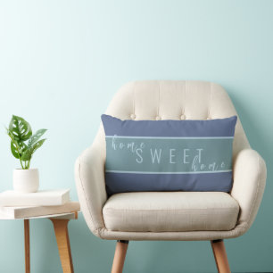 Anpassningsbar "Home Sweet Home" Blue & Grått Lumb Lumbarkudde