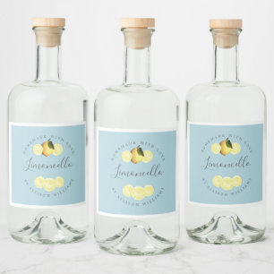 Anpassningsbar Homemade Blue Glow Limoncello-etike Spritflaskor Etikett