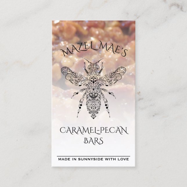 Anpassningsbar Homemade Caramel-Pecan Pub honeyBee Visitkort (Framsida)