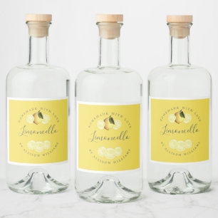 Anpassningsbar Homemade Gult Limoncello-etikett Spritflaskor Etikett
