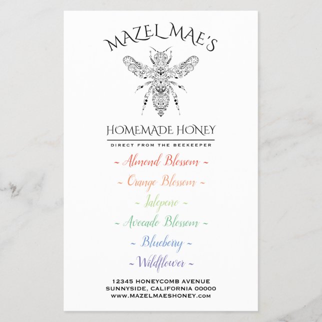 Anpassningsbar Homemade Honung Flygblad (Framsidan)