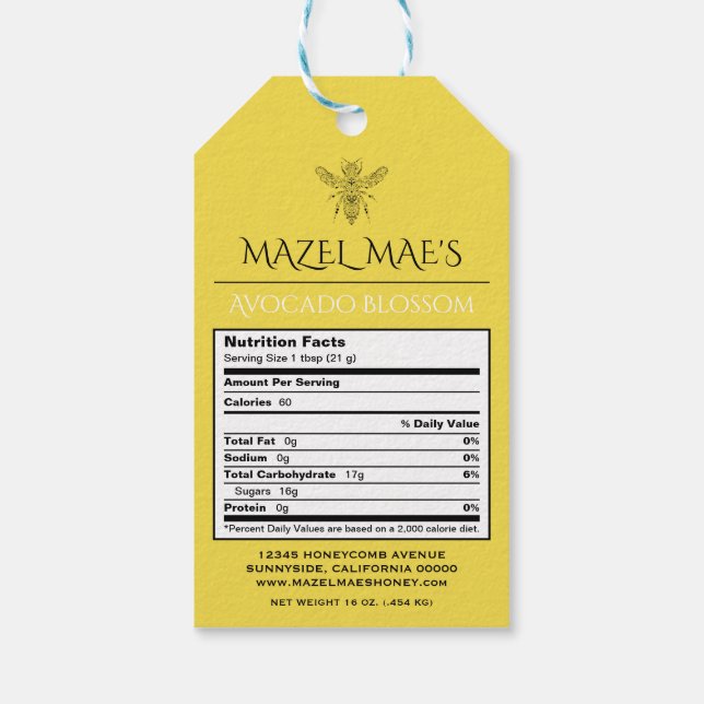 Anpassningsbar Homemade Honung Nutrition Label Presentetikett (Baksidan)