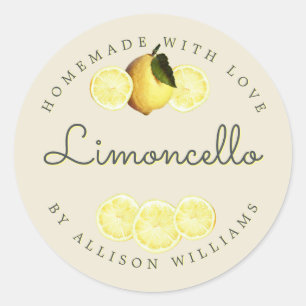 Anpassningsbar Homemade Limoncello Antique White Runt Klistermärke