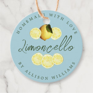 Anpassningsbar Homemade Limoncello Blue Gåvor Etiketter