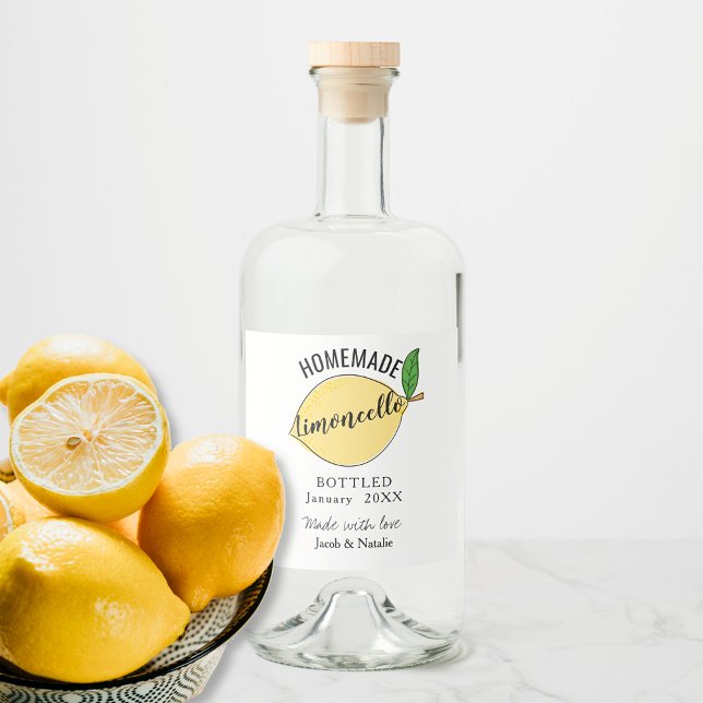 anpassningsbar homemade limoncello bröllopsförmån spritflaskor etikett (Skapare uppladdad)