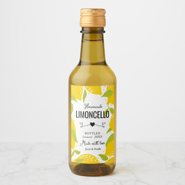 anpassningsbar homemade limoncello bröllopsförmåns vinetikett (Framsida)