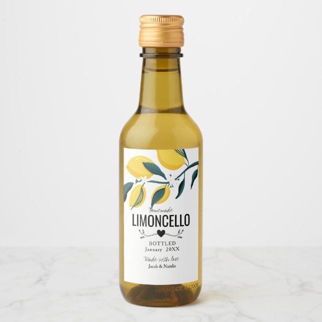 anpassningsbar homemade limoncello bröllopsförmåns vinetikett (Framsida)