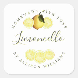 Anpassningsbar Homemade Limoncello-etikett Fyrkantigt Klistermärke