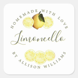 Anpassningsbar Homemade Limoncello-etikett Fyrkantigt Klistermärke