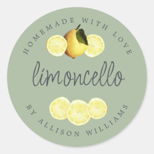 Anpassningsbar Homemade Limoncello-etikett Runt Klistermärke