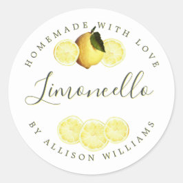 Anpassningsbar Homemade Limoncello-etikett Runt Klistermärke
