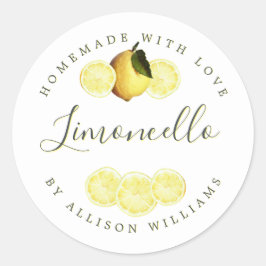 Anpassningsbar Homemade Limoncello-etikett Runt Klistermärke