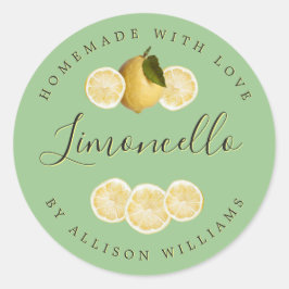 Anpassningsbar Homemade Limoncello-etikett Runt Klistermärke