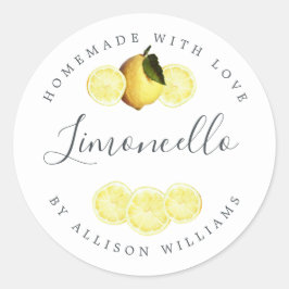 Anpassningsbar Homemade Limoncello-etikett Runt Klistermärke