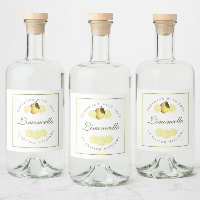 Anpassningsbar Homemade Limoncello-etikett Spritflaskor Etikett (Flaskor)