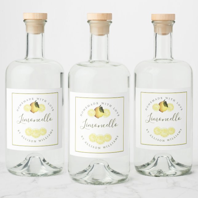 Anpassningsbar Homemade Limoncello-etikett Spritflaskor Etikett (Flaskor)
