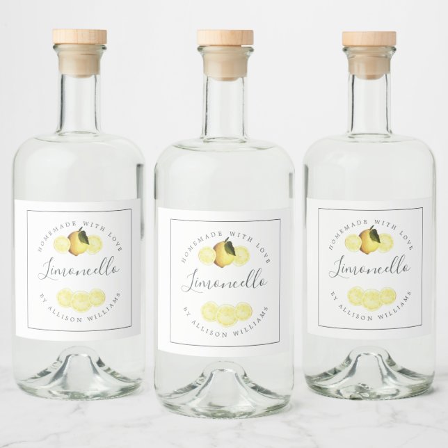 Anpassningsbar Homemade Limoncello-etikett Spritflaskor Etikett (Flaskor)