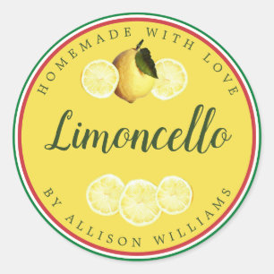 Anpassningsbar Homemade Limoncello Italiano Flagga Runt Klistermärke