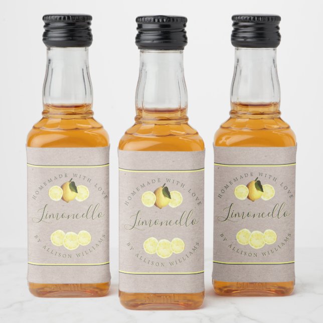 Anpassningsbar Homemade Limoncello Kraft Papper et Spritflaskor Etikett (Flaskor)