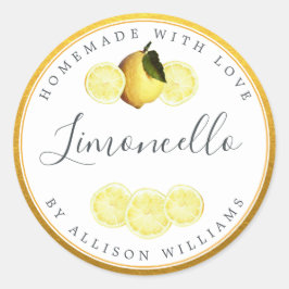 Anpassningsbar Homemade Limoncello Label Champagne Runt Klistermärke
