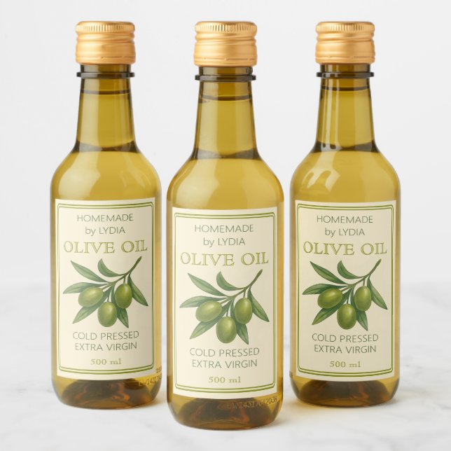 Anpassningsbar Homemade Olive Oil Label Vinetikett (Flaskor)