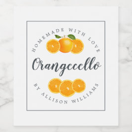 Anpassningsbar Homemade Orangecello-etikett Vinflaska Etikett