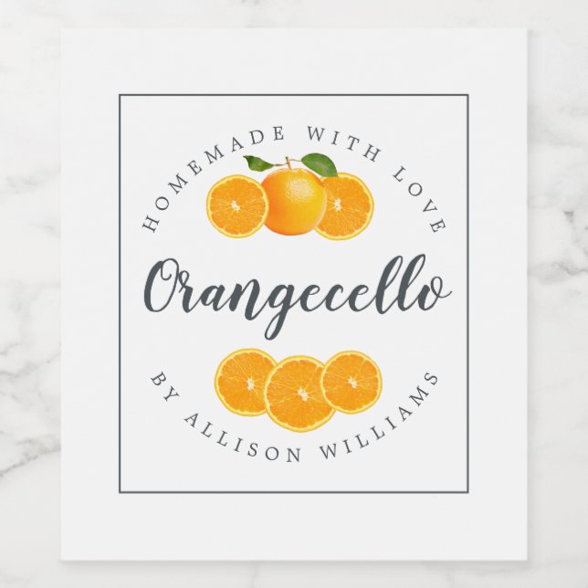 Anpassningsbar Homemade Orangecello-etikett Vinflaska Etikett (Singel etikett)