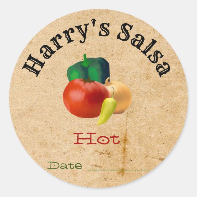 Anpassningsbar Homemade Salsa Stickers Runt Klistermärke (Framsida)