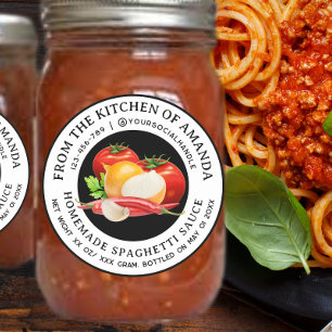Anpassningsbar Homemade spaghetti sauce-etiketter Runt Klistermärke