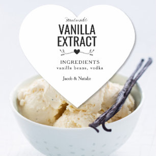 anpassningsbar homemade vanilextrakt bröllop vin e hjärtformat klistermärke