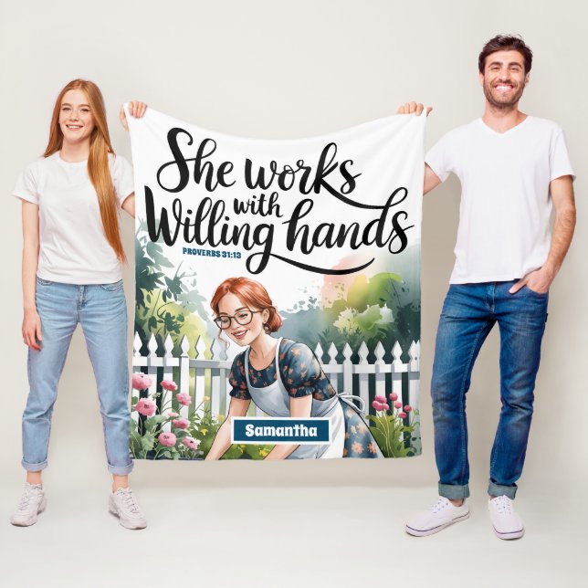 Anpassningsbar Hon jobbar med Willing Händer Chris Fleecefilt (På plats)