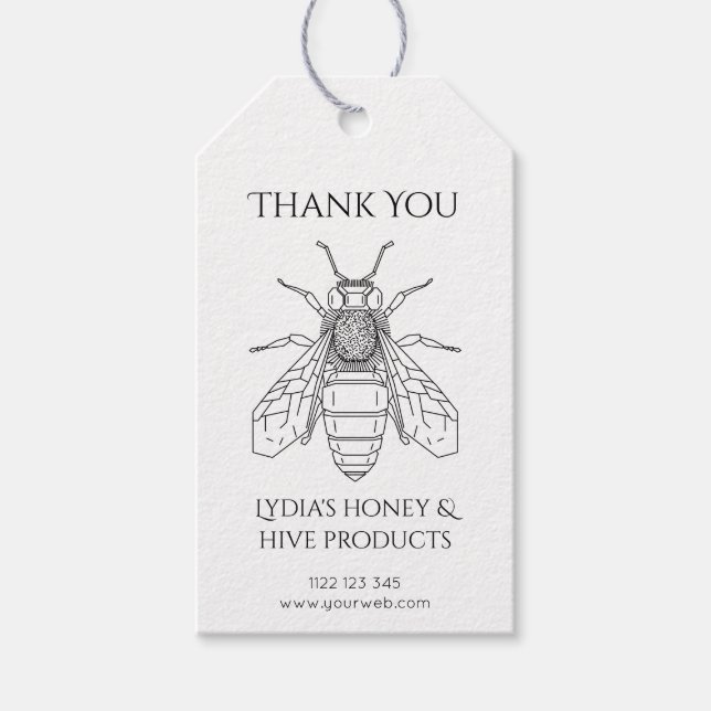 Anpassningsbar Honeybes "Tack"-Märkre för honungsp Presentetikett (Framsidan)