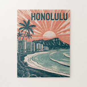 Anpassningsbar Honolulu Waikiki Travel Landmark Re Pussel