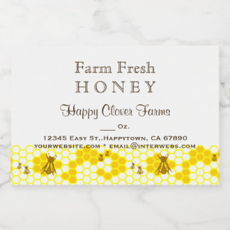 Anpassningsbar Honungsbin Honeycomb 3" x 2" Livsme Mat Etiketter