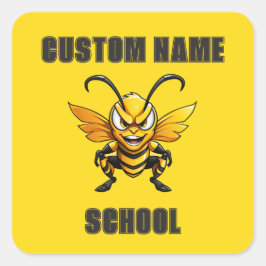 ANPASSNINGSBAR Hornets Bees Mascot | Gult - Team S Fyrkantigt Klistermärke