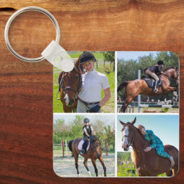 Anpassningsbar Horse 5 Photos Collage Equestrian K Nyckelring