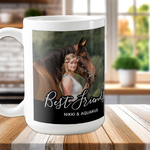 Anpassningsbar Horse Photo Black Best Friends Kaffemugg