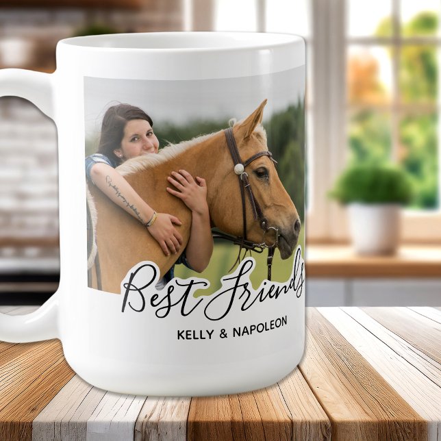 Anpassningsbar Horse Photo White Best Friends Kaffemugg (Skapare uppladdad)