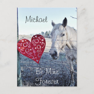 Anpassningsbar HORSE Valentine Hjärta Helg Vykort